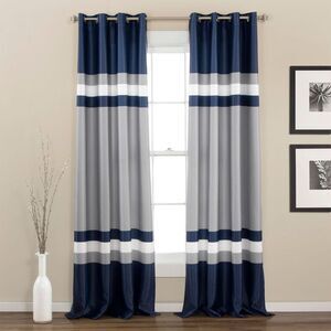 Lush Decor - 2pk 52"x84" Room Darkening Alexander Curtain Panel Navy